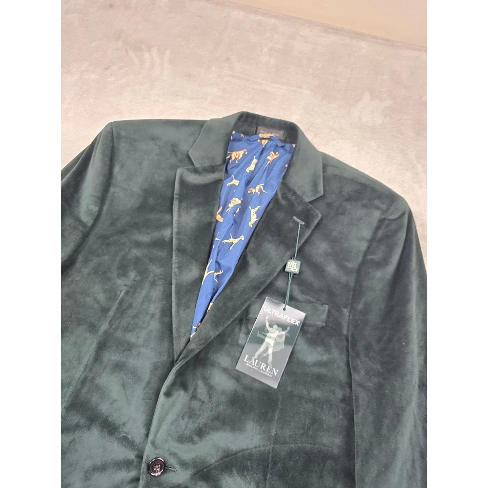 LRL Ralph Lauren Velvet Sport Coat Mens 42L Hunter Green UltraFlex Lexington NEW